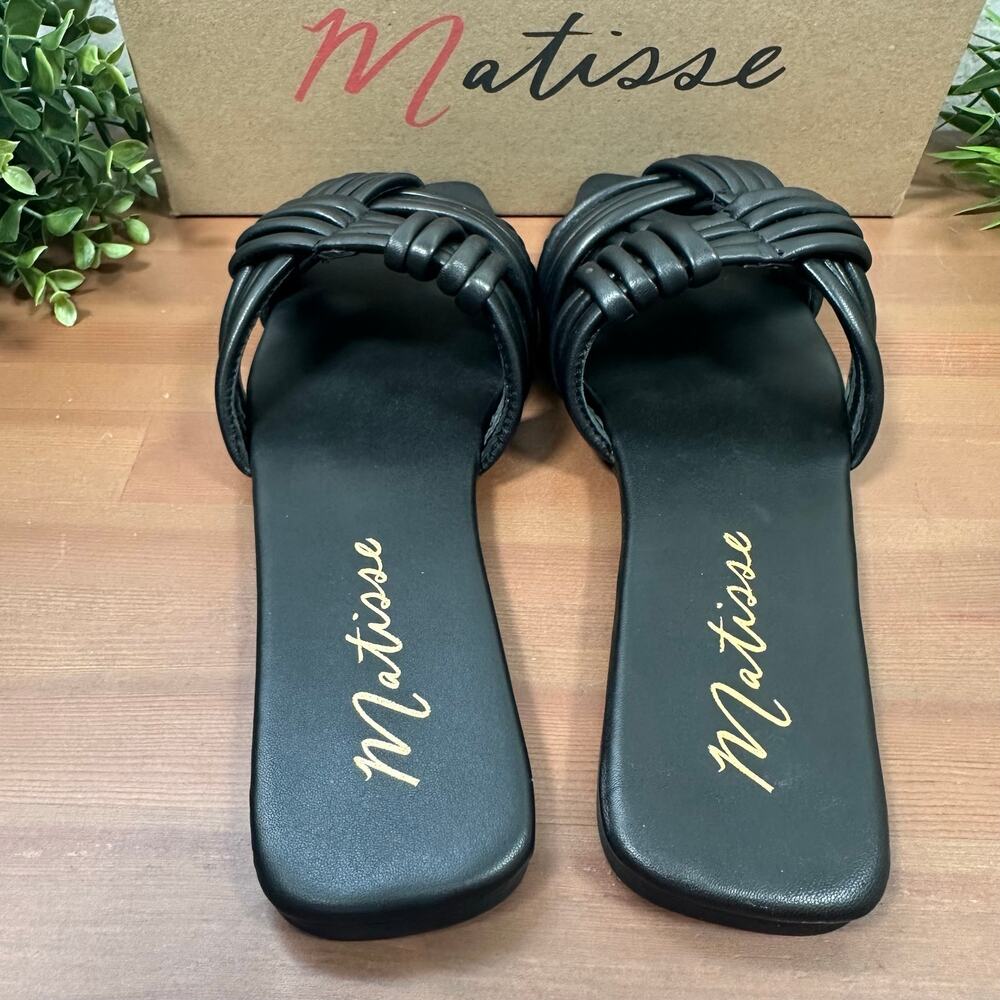 Matisse Women's Samson Leather Knotted Slide Sandals Black Size 9 - Picture 4 of 7